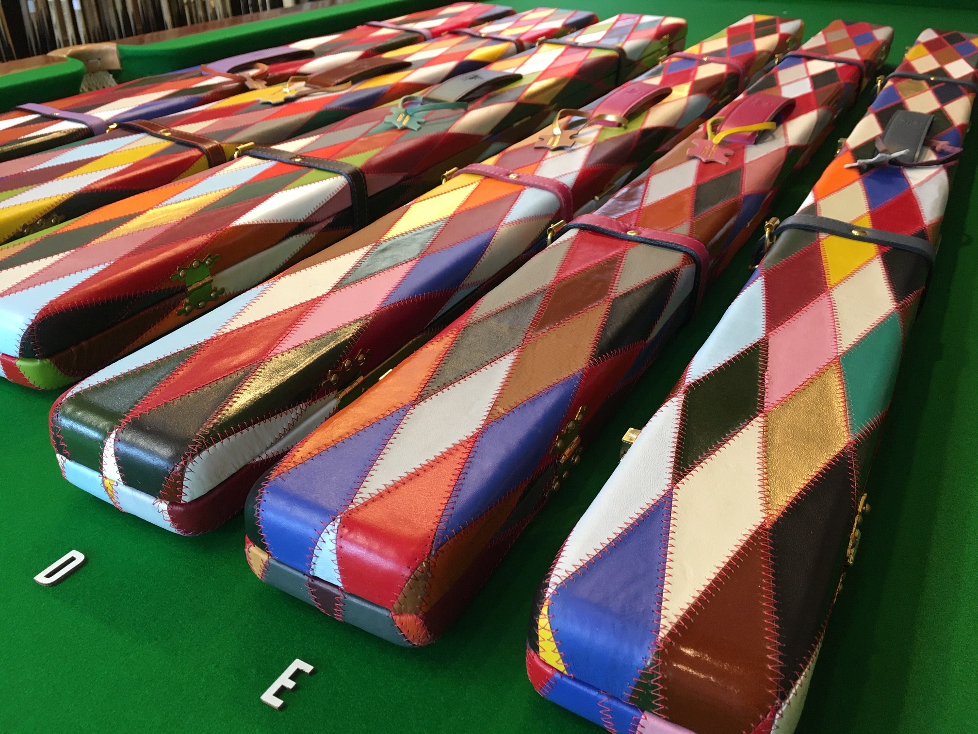 3/4 HARLEQUIN HANDMADE HARD DIAMOND CUE CASE MULTI COLOURED - SNOOKER – House Of Cues